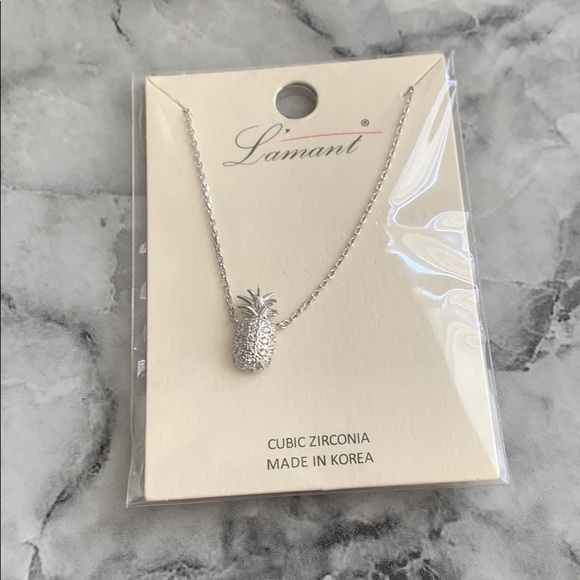 Delicate Silver Pavé Pineapple Necklace - Picture 7 of 7